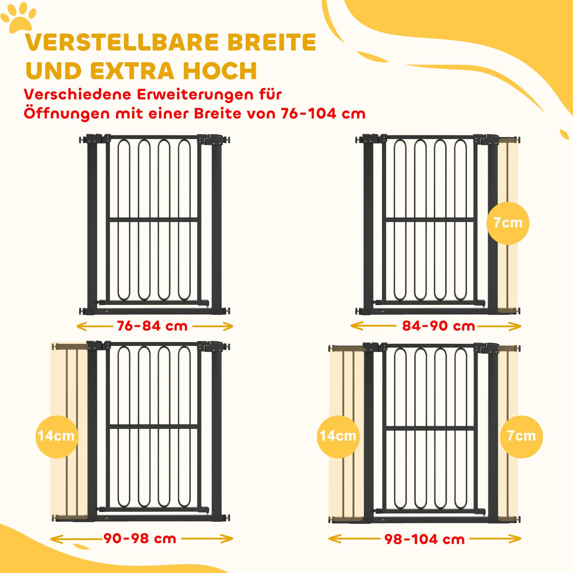 Barrière de porte pour chien, 76-104 cm, sans perçage, barrière escalier - Image 6