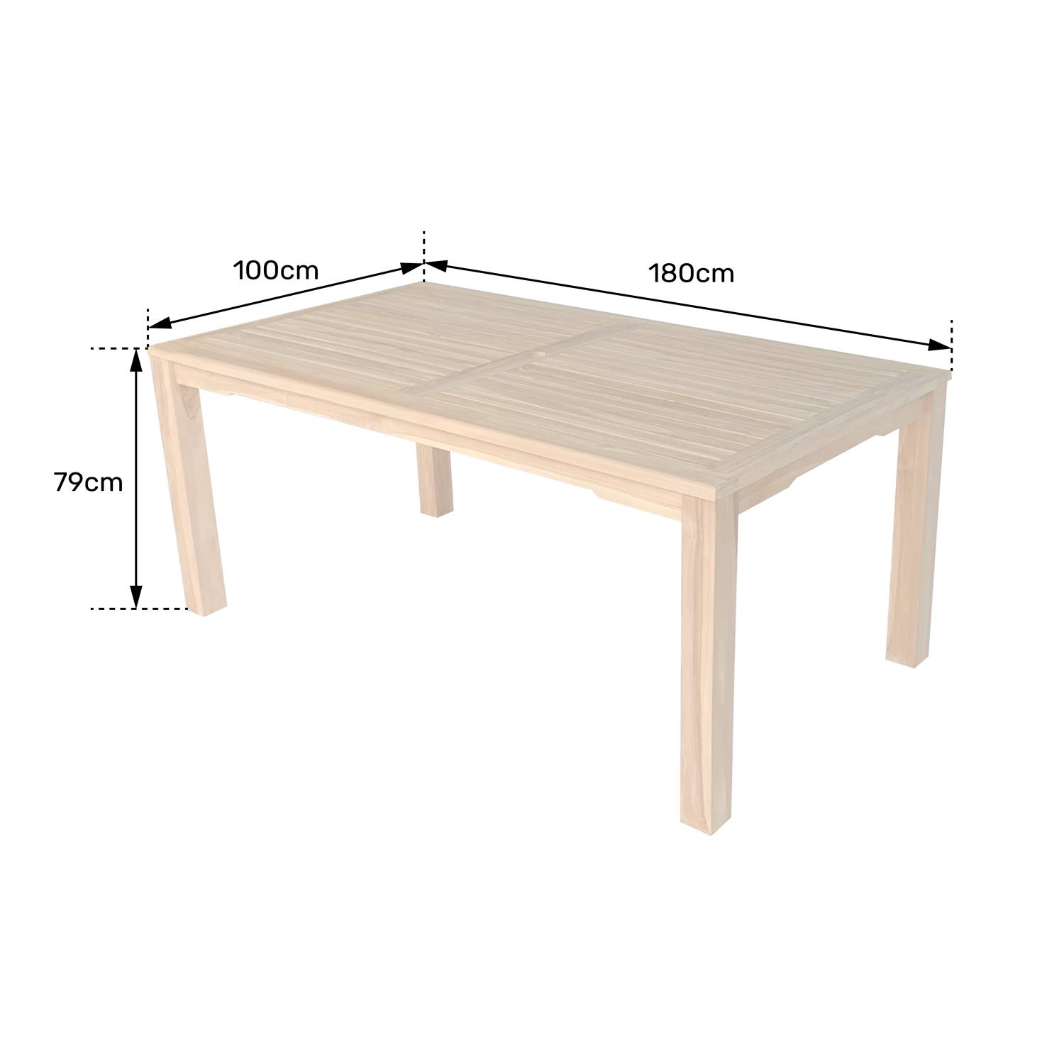 Happy Garden - Table rectangulaire 180cm en teck JAVA - HAPPY GARDEN - Image 3