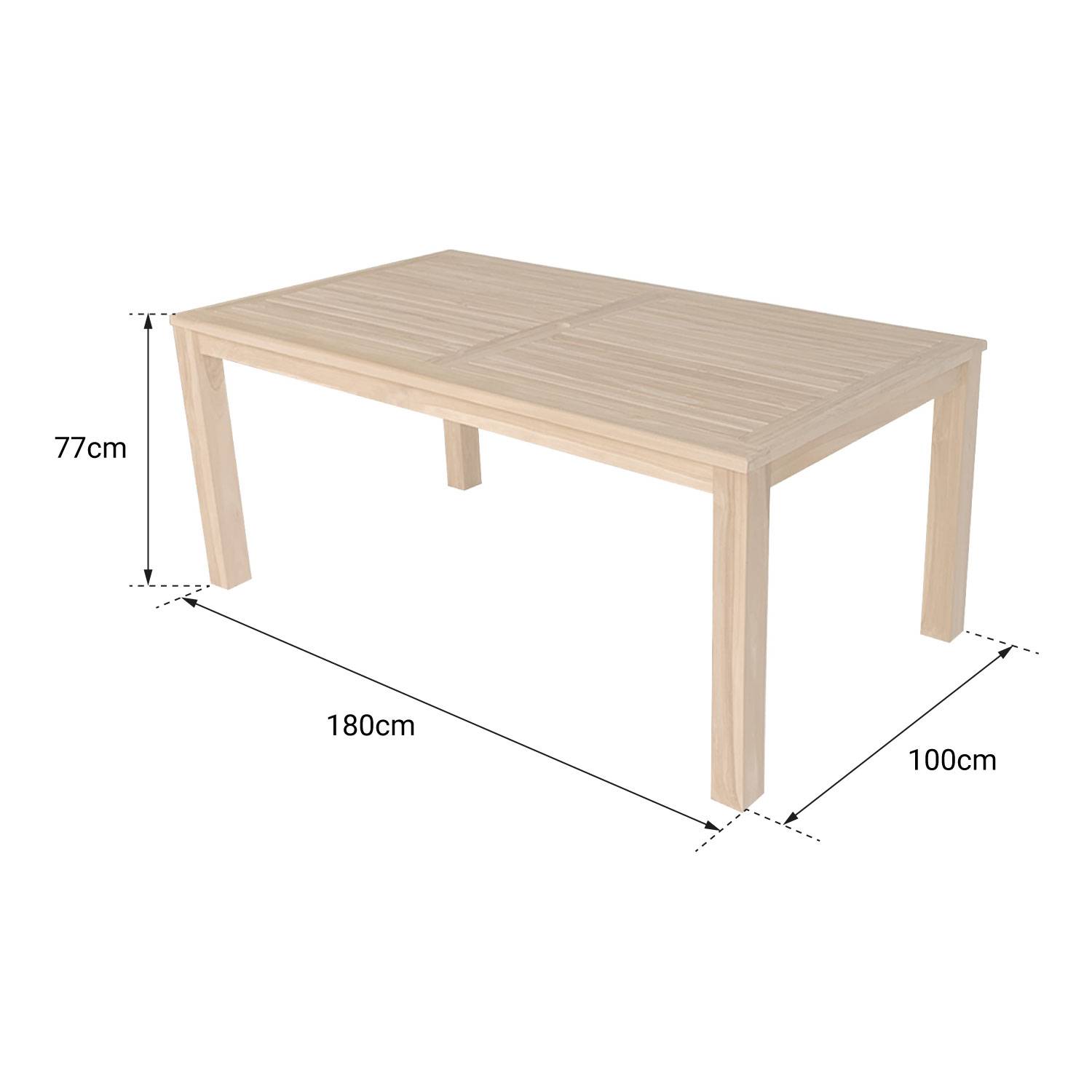 Happy Garden - Table rectangulaire 180cm en teck JAVA - HAPPY GARDEN - Image 4