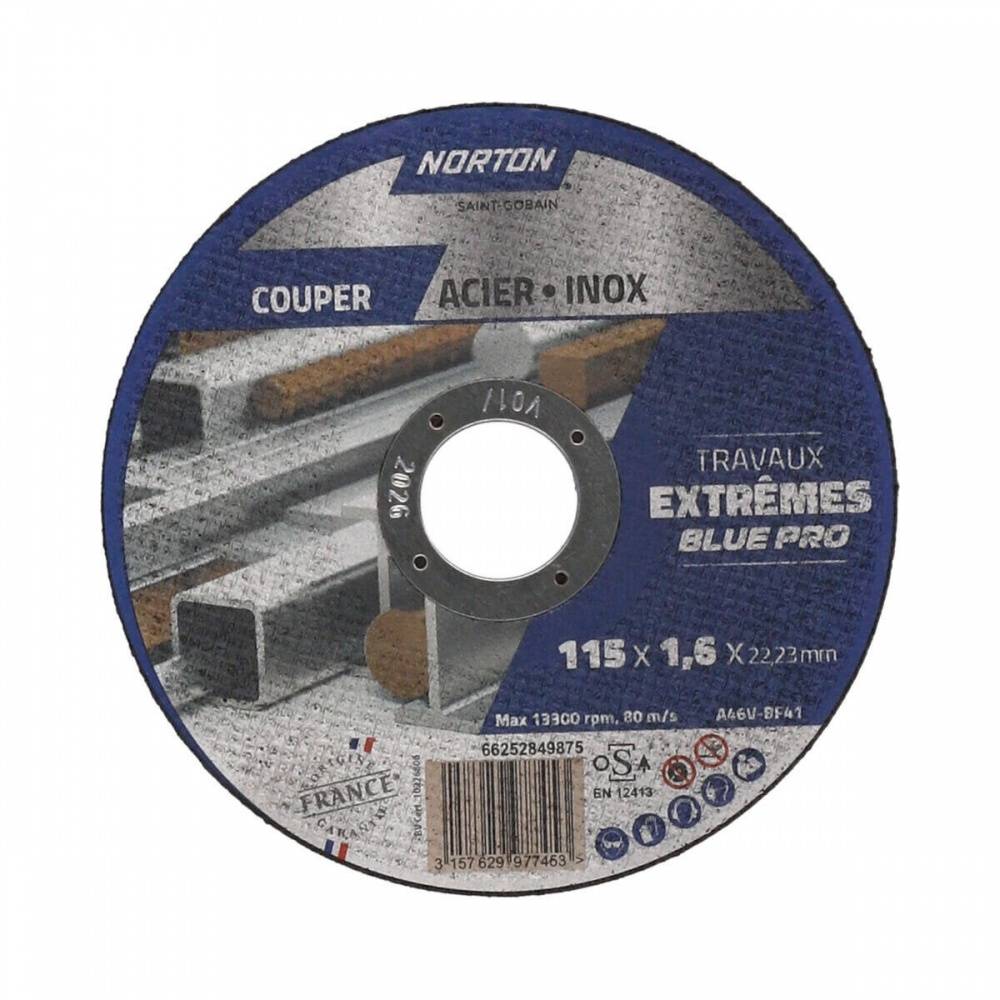Norton - Lot de 4+1 disques 115x1,6 acier/inox extreme - Image 1