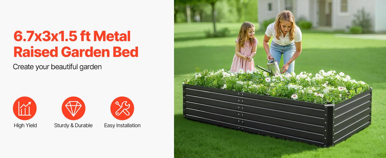 Vevor - VEVOR Carré Potager Surélevé Métal Galvalume Lit Jardin 203,2x101,6x47 cm Gris - Image 9