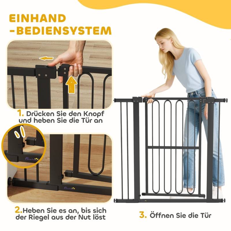 Barrière De Sécurité Chien Et Enfant Rétractable Extensible Jusqu'à 150cm - Hauteur 78cm Noir Intérieur Extérieur