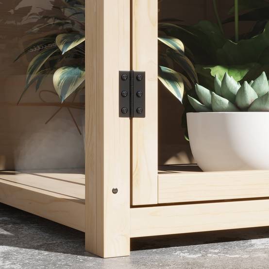 Serre en bois naturel avec toit ouvrant, 103 x 61 x 103 cm, double porte, 2 niveaux - PANGIVO - Image 8