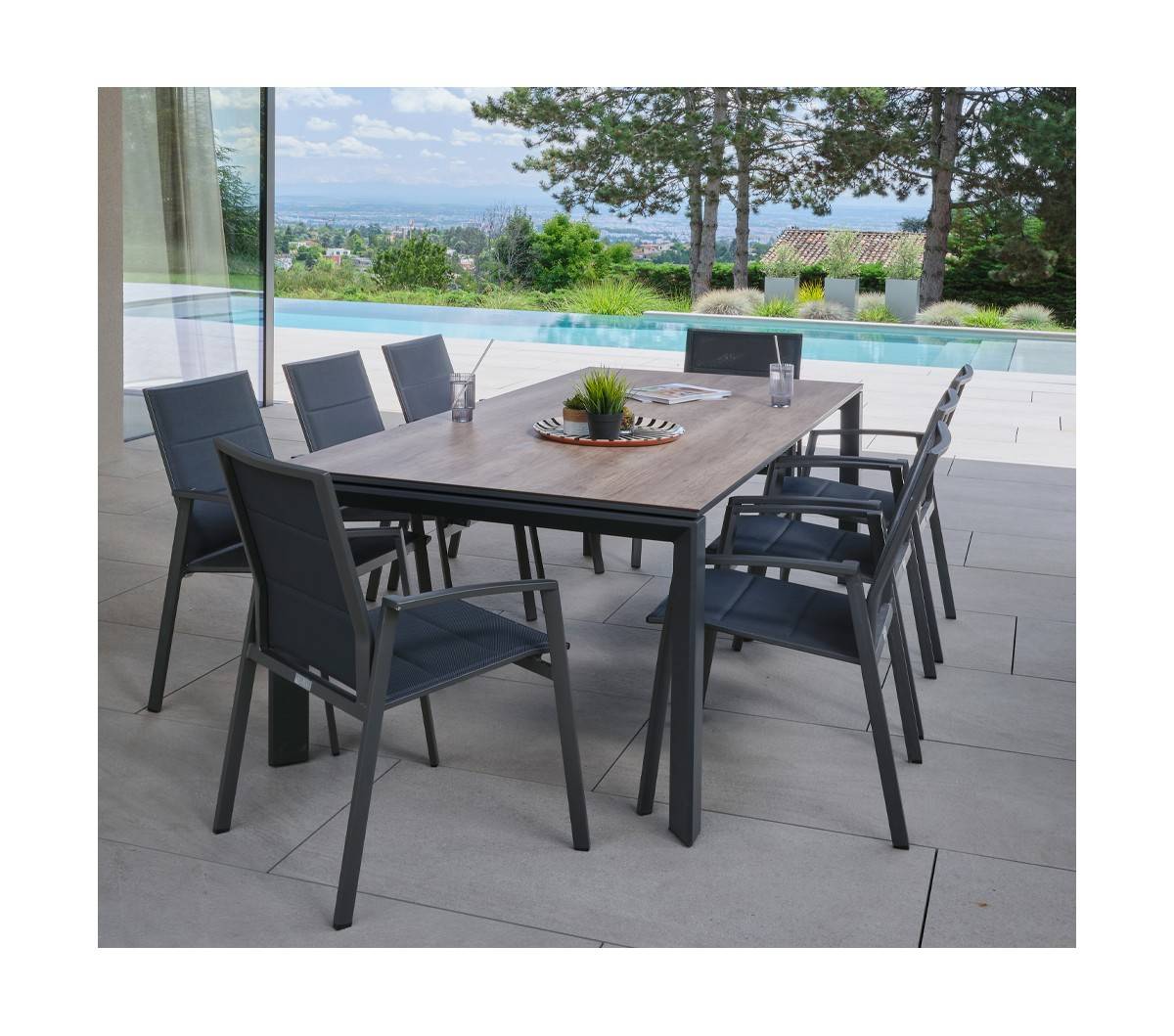 Ozalide - 8 places - SACRAMENTINEA en Aluminium - Ensemble table et chaises de jardin - Image 1