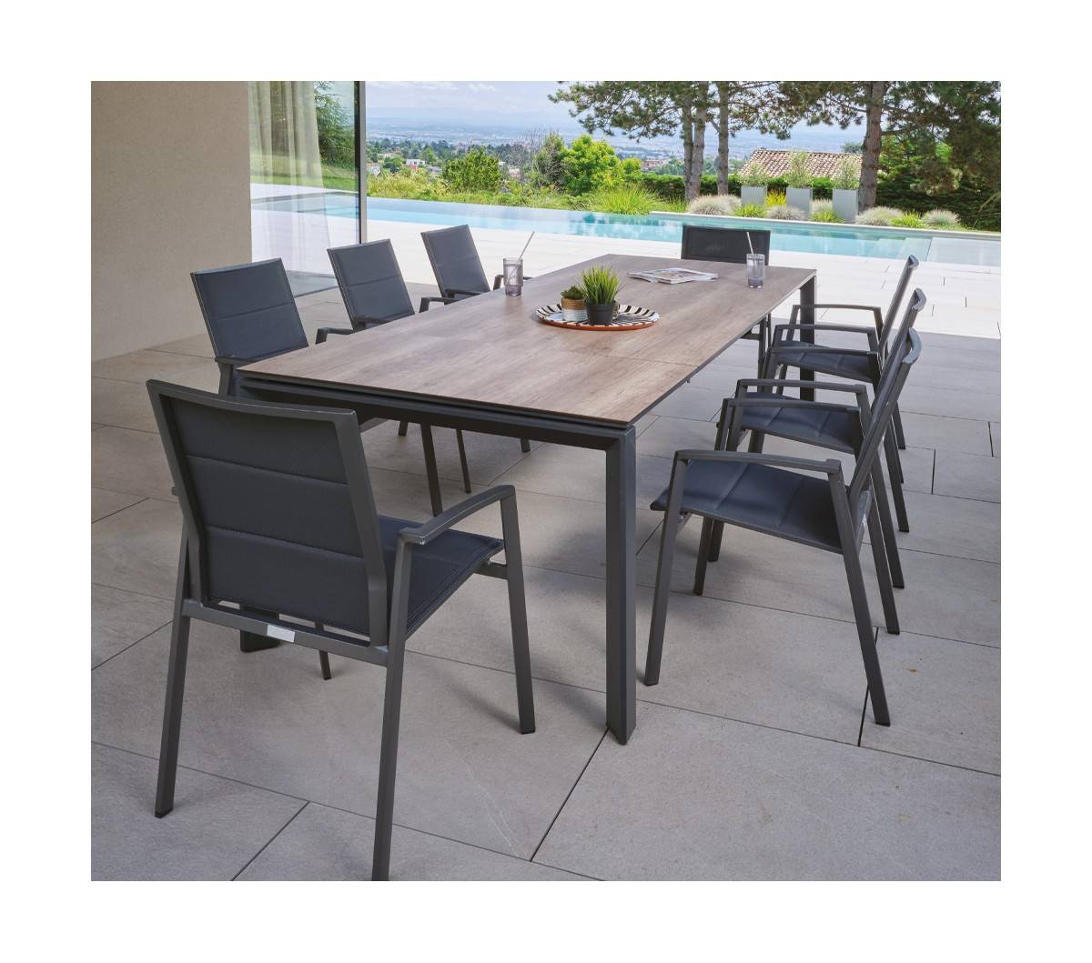 Ozalide - 8 places - SACRAMENTINEA en Aluminium - Ensemble table et chaises de jardin - Image 2