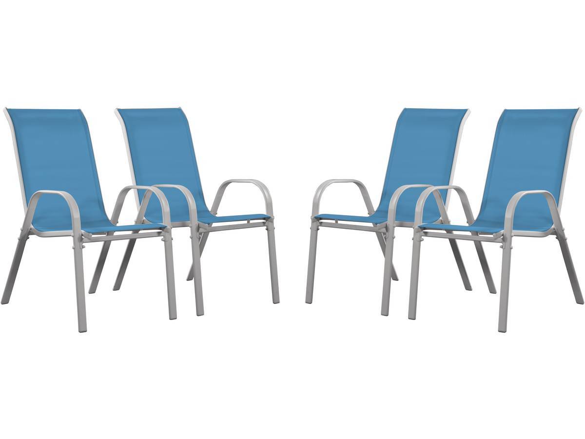 Fauteuil Jardin Textilène "cordoba" - Phoenix - Bleu - Lot De 4 -habitat Et Jardin - Image 1