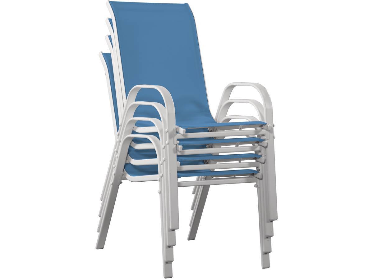 Fauteuil Jardin Textilène "cordoba" - Phoenix - Bleu - Lot De 4 -habitat Et Jardin - Image 4