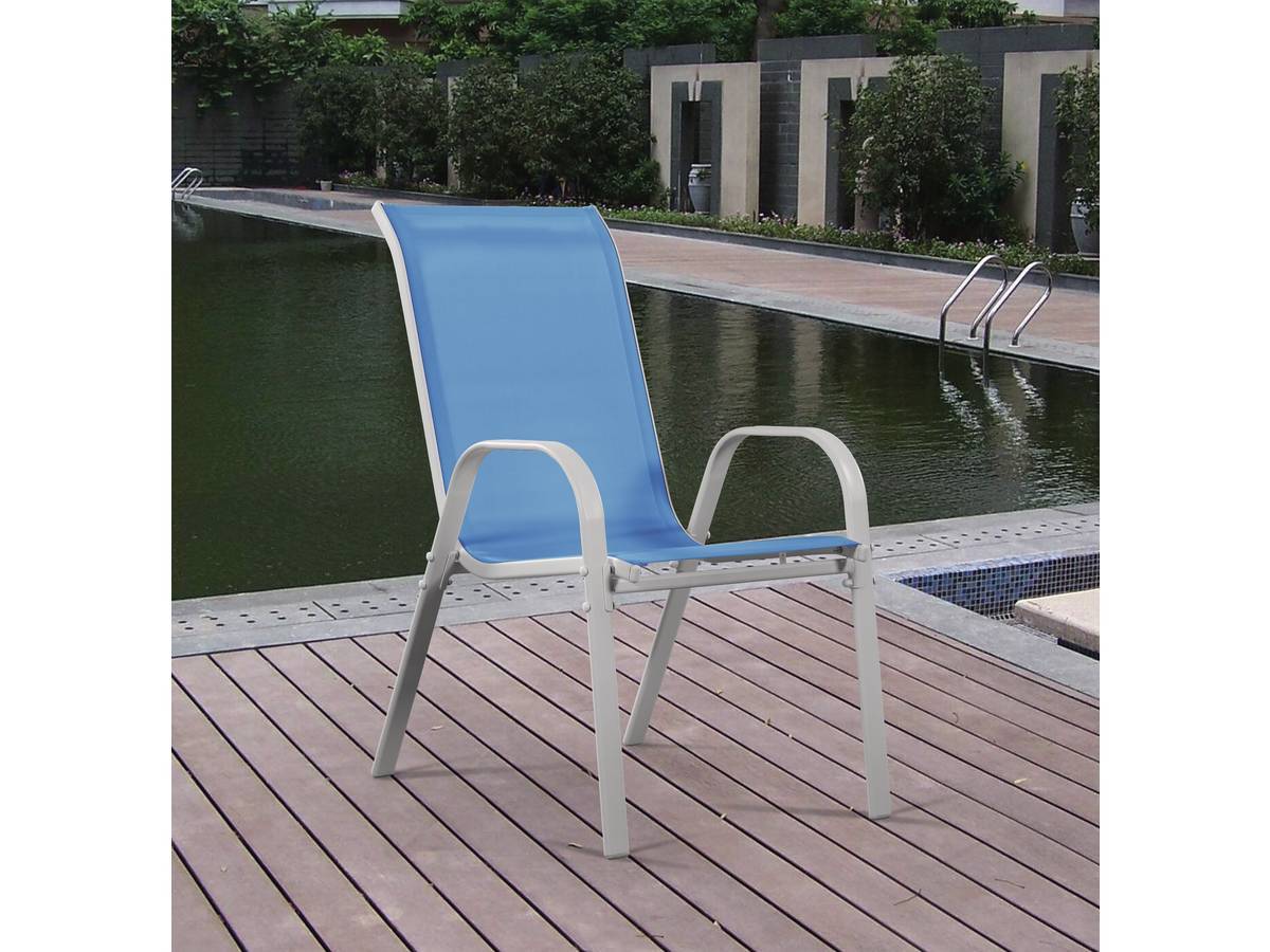 Fauteuil Jardin Textilène "cordoba" - Phoenix - Bleu - Lot De 4 -habitat Et Jardin - Image 3