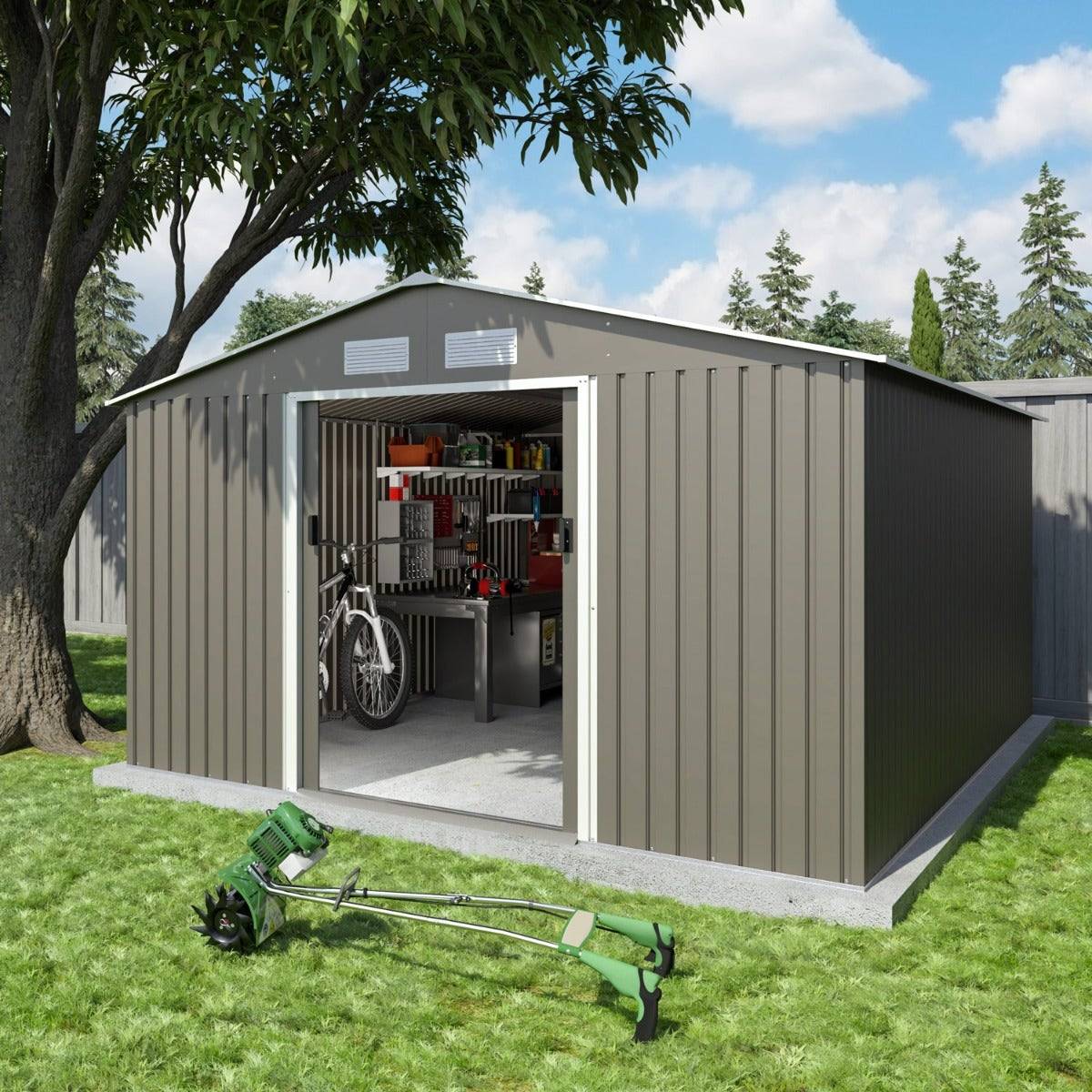 Trigano Jardin - Abri de jardin métal 12,78 m2 + kit d'ancrage - Image 1