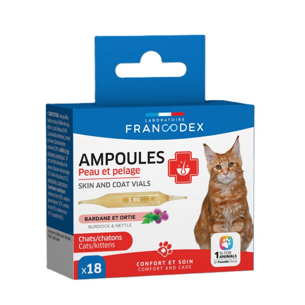 Francodex - Ampoules Peau et Pelage 18 X 1 ML Pour Chatons et Chats - Image 1