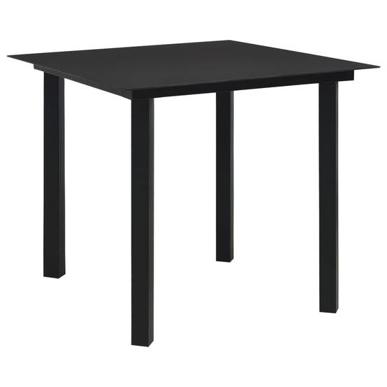 Maison Chic - Table à dîner de jardin - Table d'extérieur - Table de jardin Noir 80x80x74 cm Acier et verre-JU1778 - Image 2