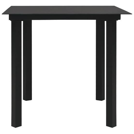 Maison Chic - Table à dîner de jardin - Table d'extérieur - Table de jardin Noir 80x80x74 cm Acier et verre-JU1778 - Image 1