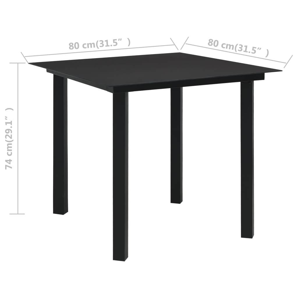 Maison Chic - Table à dîner de jardin - Table d'extérieur - Table de jardin Noir 80x80x74 cm Acier et verre-JU1778 - Image 4