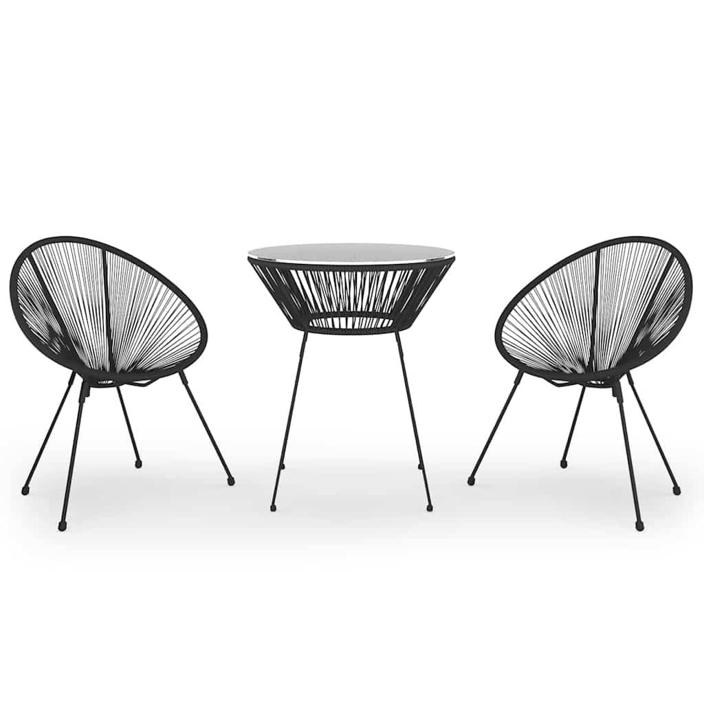 Vidaxl - Ensemble à dîner d'extérieur 3 pcs-Salons de jardin Rotin PVC Noir - Image 2