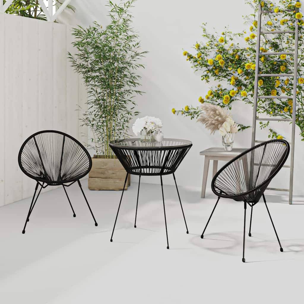 Vidaxl - Ensemble à dîner d'extérieur 3 pcs-Salons de jardin Rotin PVC Noir