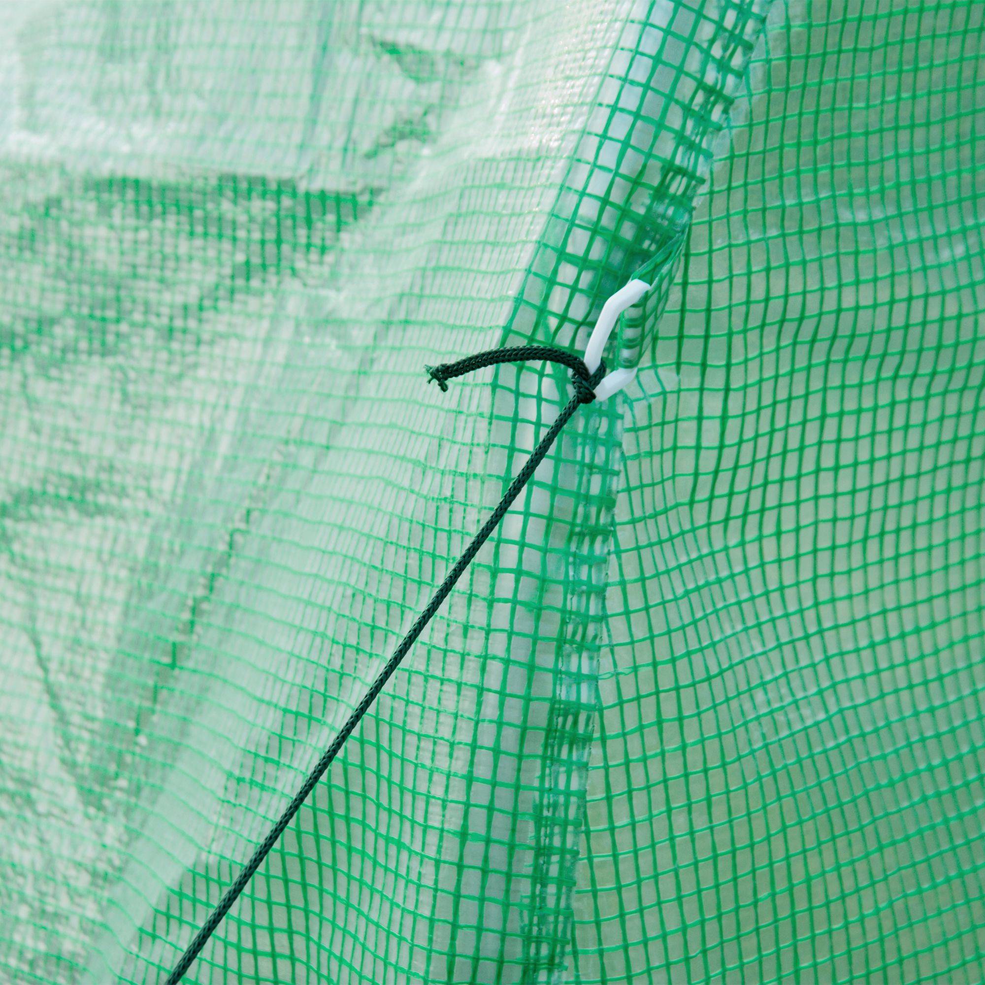 Outsunny - Serre de jardin tunnel 6 m² châssis tubulaire renforcé porte zippée 6 fenêtres enroulables vert - Outsunny - Image 8
