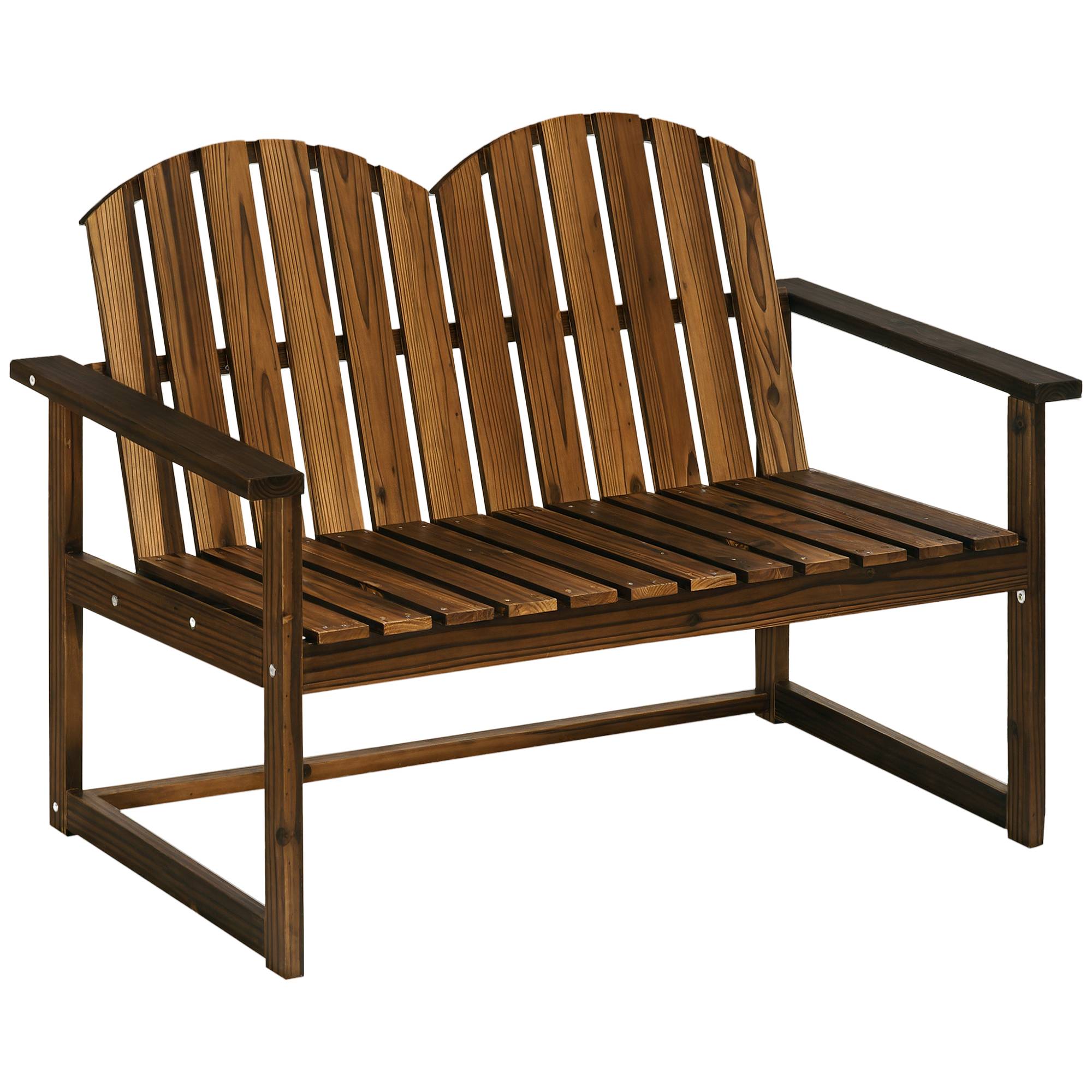 Banc de jardin pour 2 personnes, style rustique, bois de sapin, 114 x 63 x 86 cm - Image 1