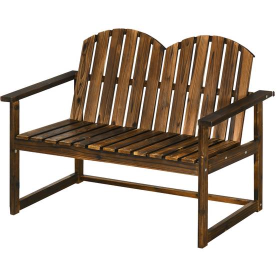 Banc de jardin pour 2 personnes, style rustique, bois de sapin, 114 x 63 x 86 cm - Image 2