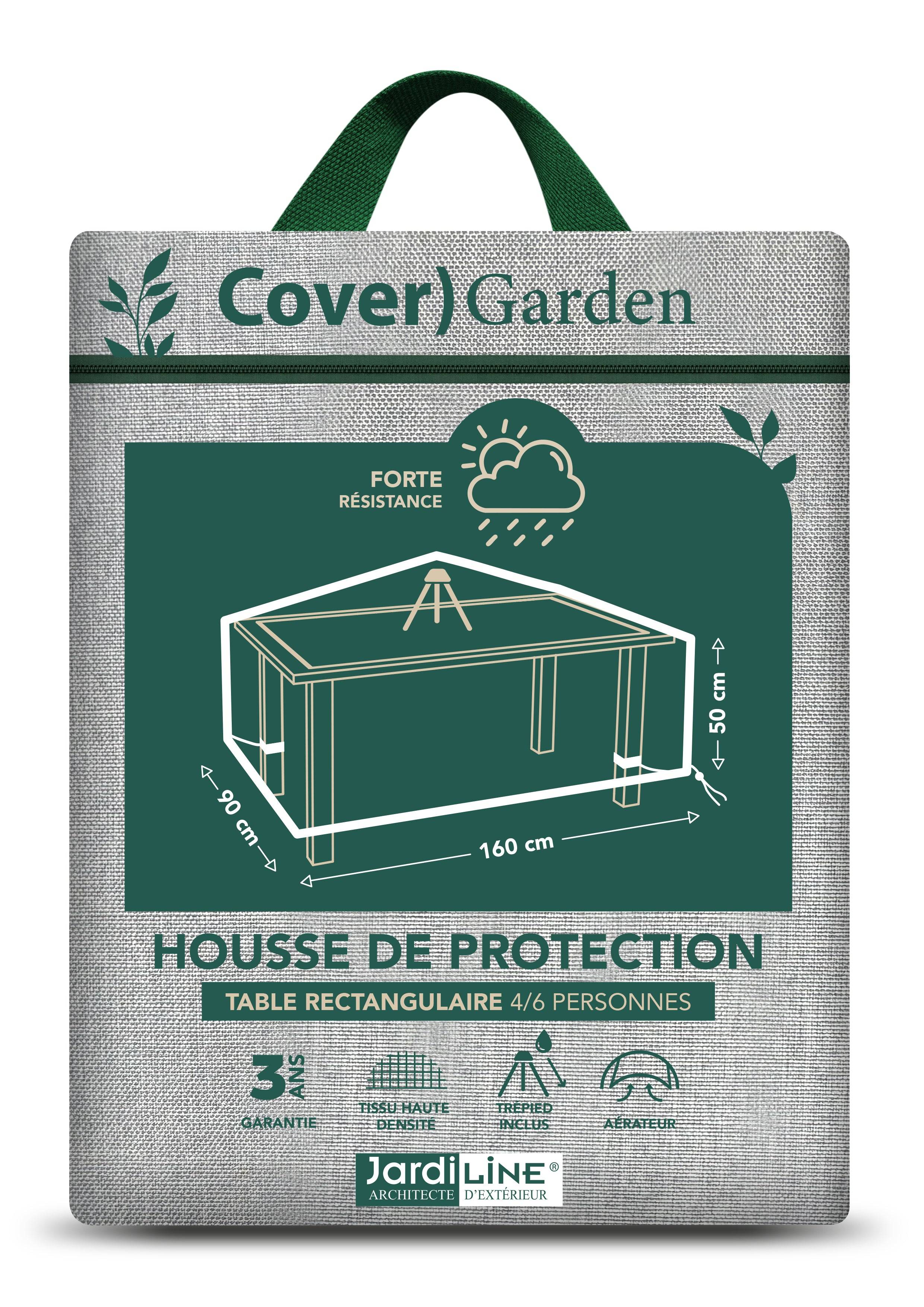 Housse de protection Cover Garden pour table de jardin rectangulaire 4-6 personnes - 160 x 90 x 50 cm - Jardiline - Image 5