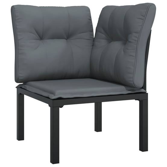 Salon de jardin 3 pcs | Mobilier d'extérieur noir et gris résine tressée Maison Chic - Image 4
