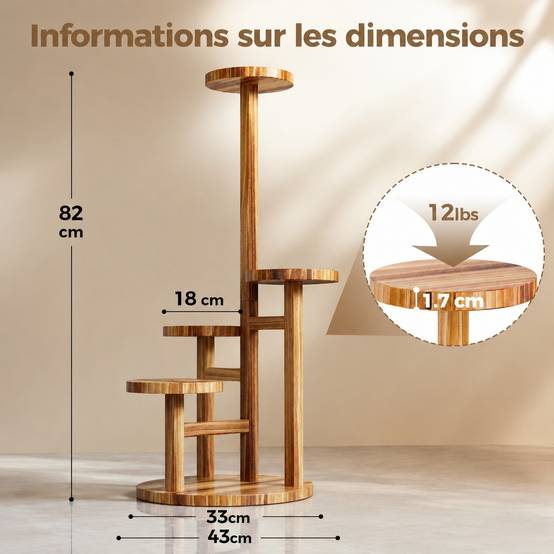 Étagère à Plantes en Bois 4 Niveaux Stable Espace Élégant Intérieur Extérieur - Image 2