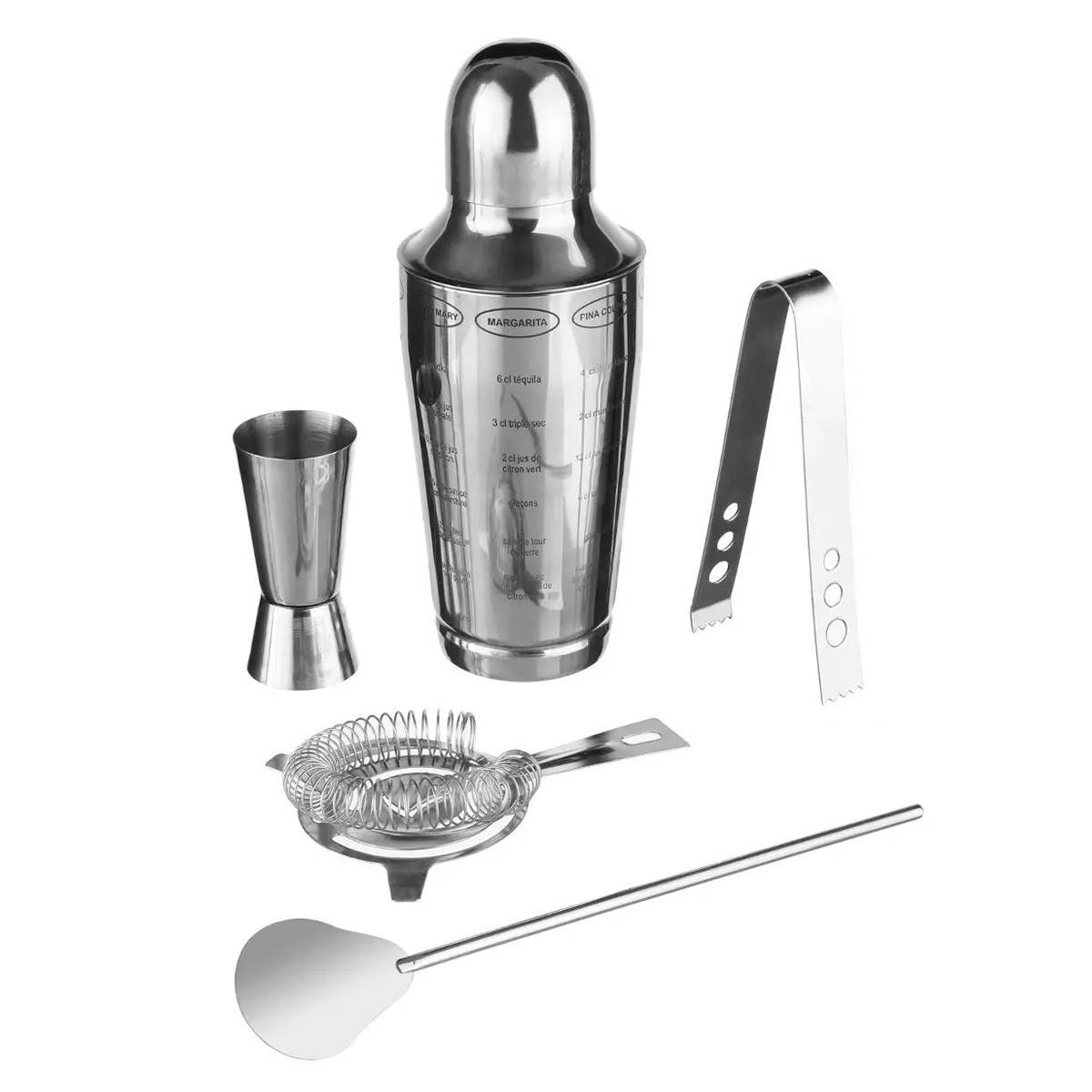 Coffret à Cocktails 5 pièces "Acier" 18cm Argent - Image 1