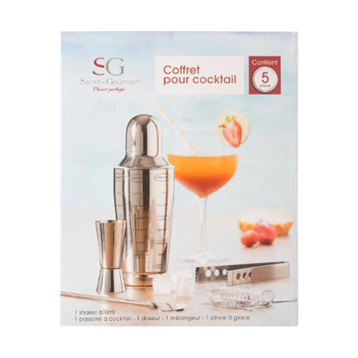 Coffret à Cocktails 5 pièces "Acier" 18cm Argent - Image 6