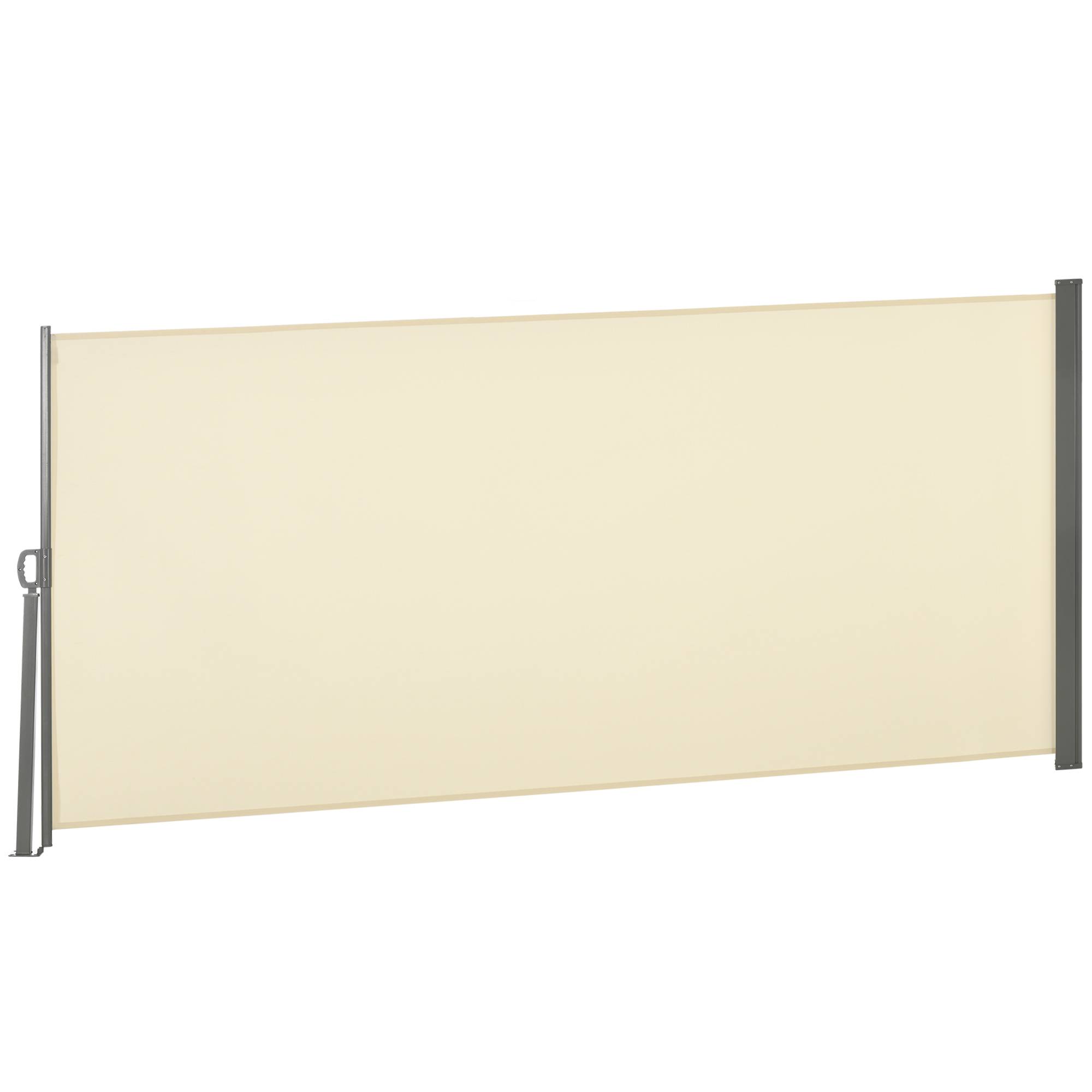 Store latéral rétractable 300 x 160 cm, enrouleur, protection solaire et intimité, pour balcon et terrasse, couleur crème. - Image 2