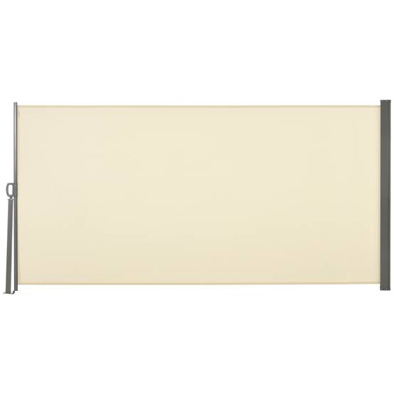 Store latéral rétractable 300 x 160 cm, enrouleur, protection solaire et intimité, pour balcon et terrasse, couleur crème. - Image 1