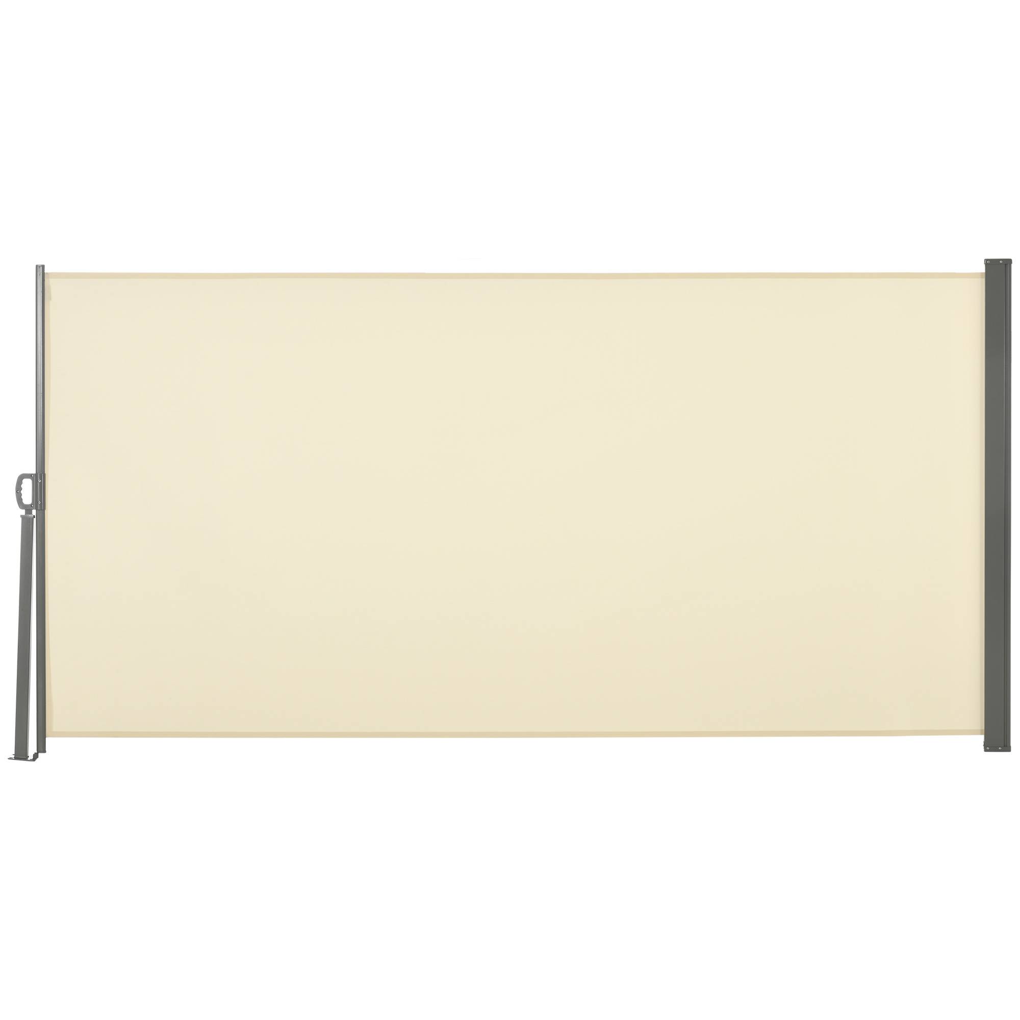 Store latéral rétractable 300 x 160 cm, enrouleur, protection solaire et intimité, pour balcon et terrasse, couleur crème. - Image 1