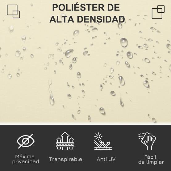 Store latéral rétractable 300 x 160 cm, enrouleur, protection solaire et intimité, pour balcon et terrasse, couleur crème. - Image 9