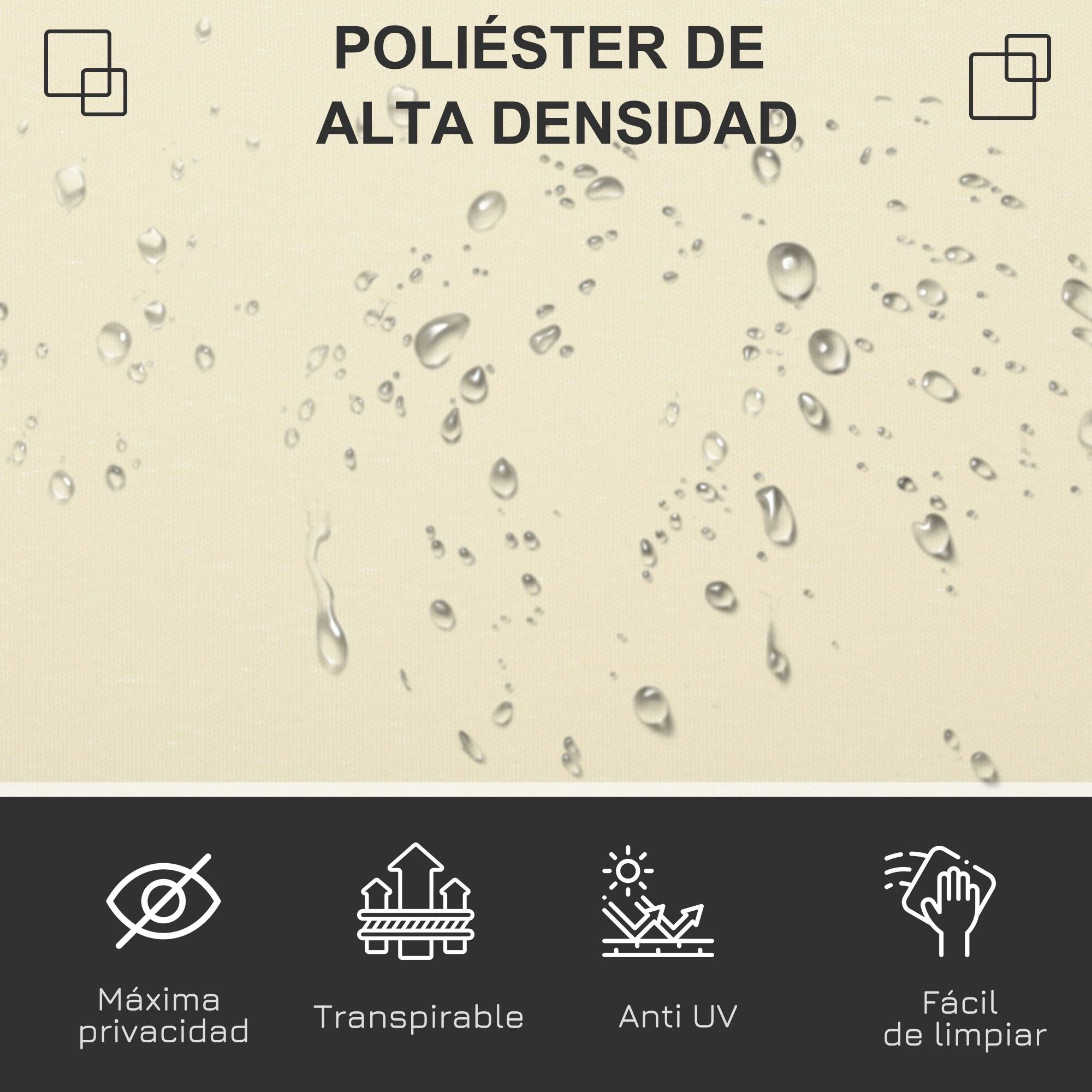 Store latéral rétractable 300 x 160 cm, enrouleur, protection solaire et intimité, pour balcon et terrasse, couleur crème. - Image 9