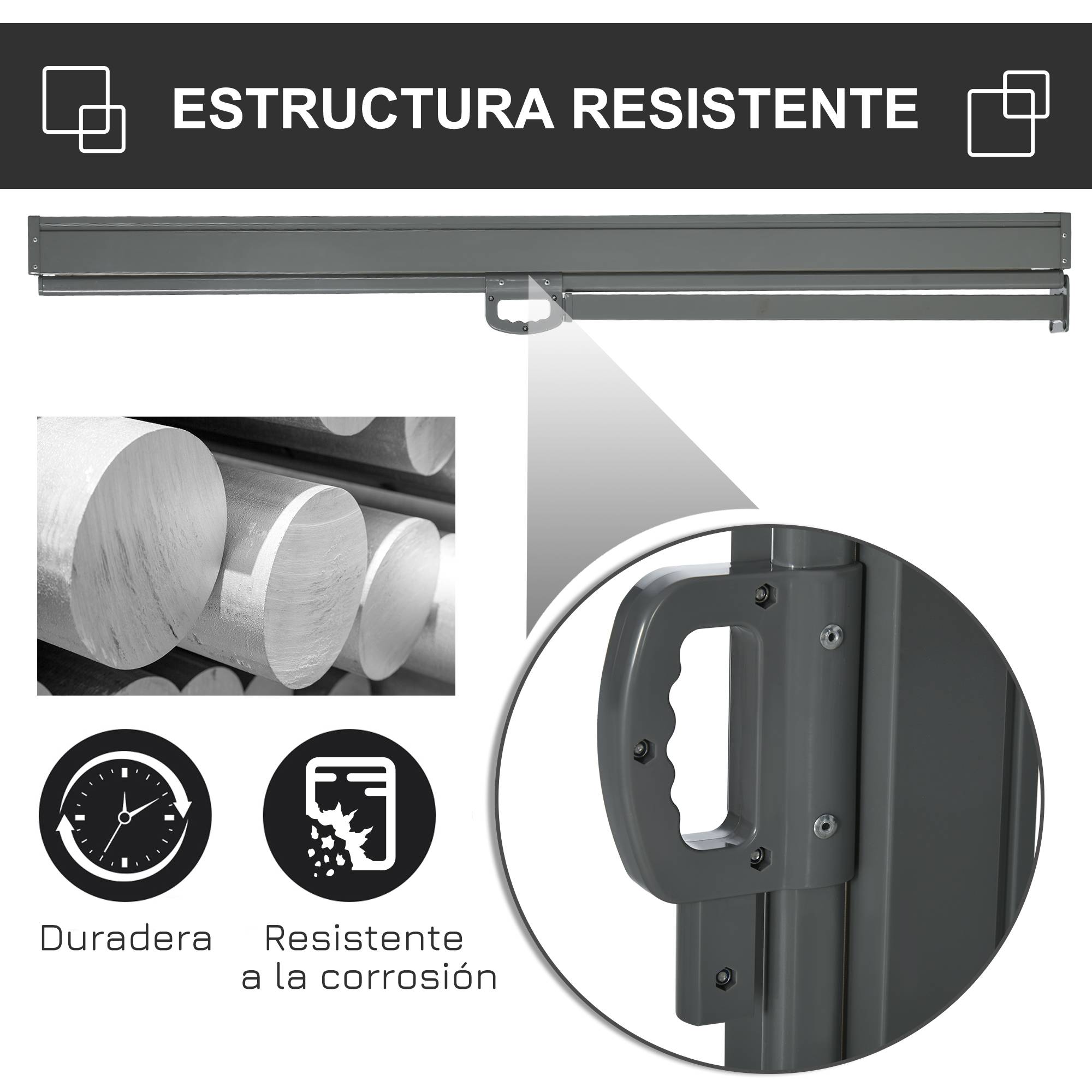 Store latéral rétractable 300 x 160 cm, enrouleur, protection solaire et intimité, pour balcon et terrasse, couleur crème. - Image 7