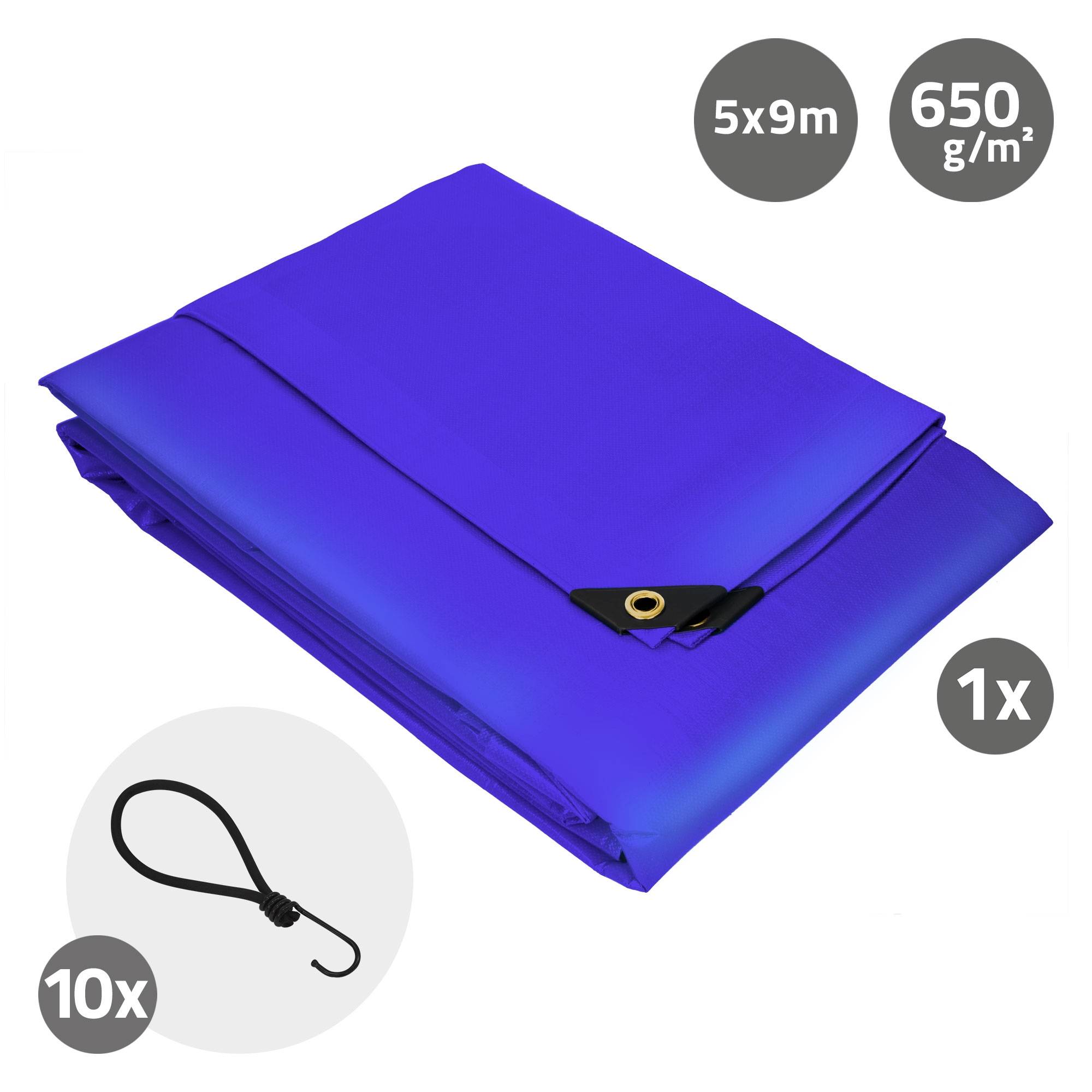 Ecd-Germany - Bâche de Protection Premium avec Œillets + 10 Crochets, 5x9m 45m², 650g/m², Bleu, Tissu PVC, Indéchirable, Imperméable - Image 6