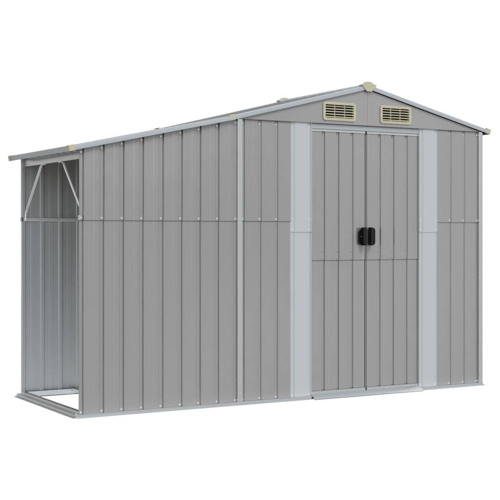 Helloshop26 - Abri de jardin cabane cabanon maison de stockage remise extérieur hangar outils robuste 277 x 93 x 179 cm acier galvanisé gris - Image 1