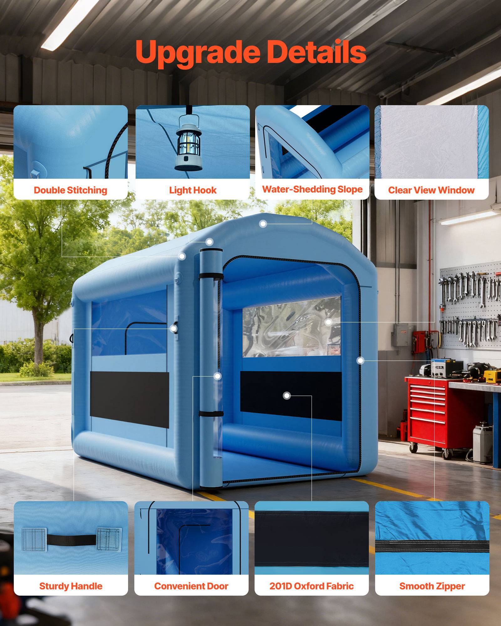Vevor - VEVOR Cabine de peinture gonflable 3 x 2,5 x 2,5 m, tente de pulvérisation avec souffleur 550 W et filtration, bleu - Image 5