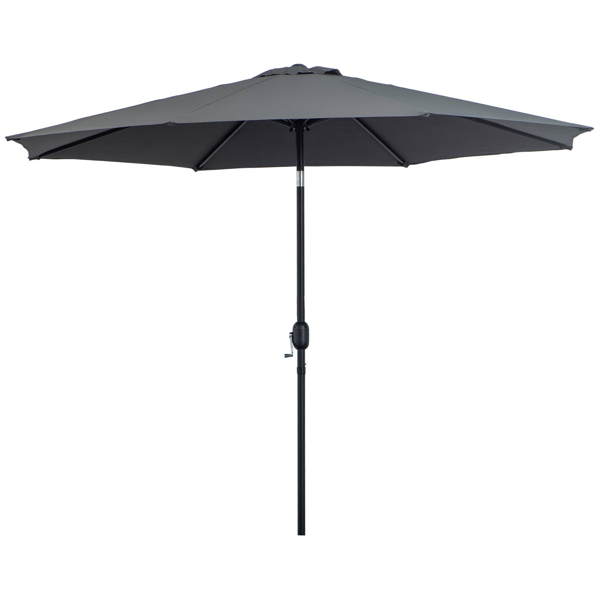 Parasol jardin Ø295x250 cm, manivelle, inclinable, mât métallique amovible, terrasse piscine patio, gris foncé - Image 2