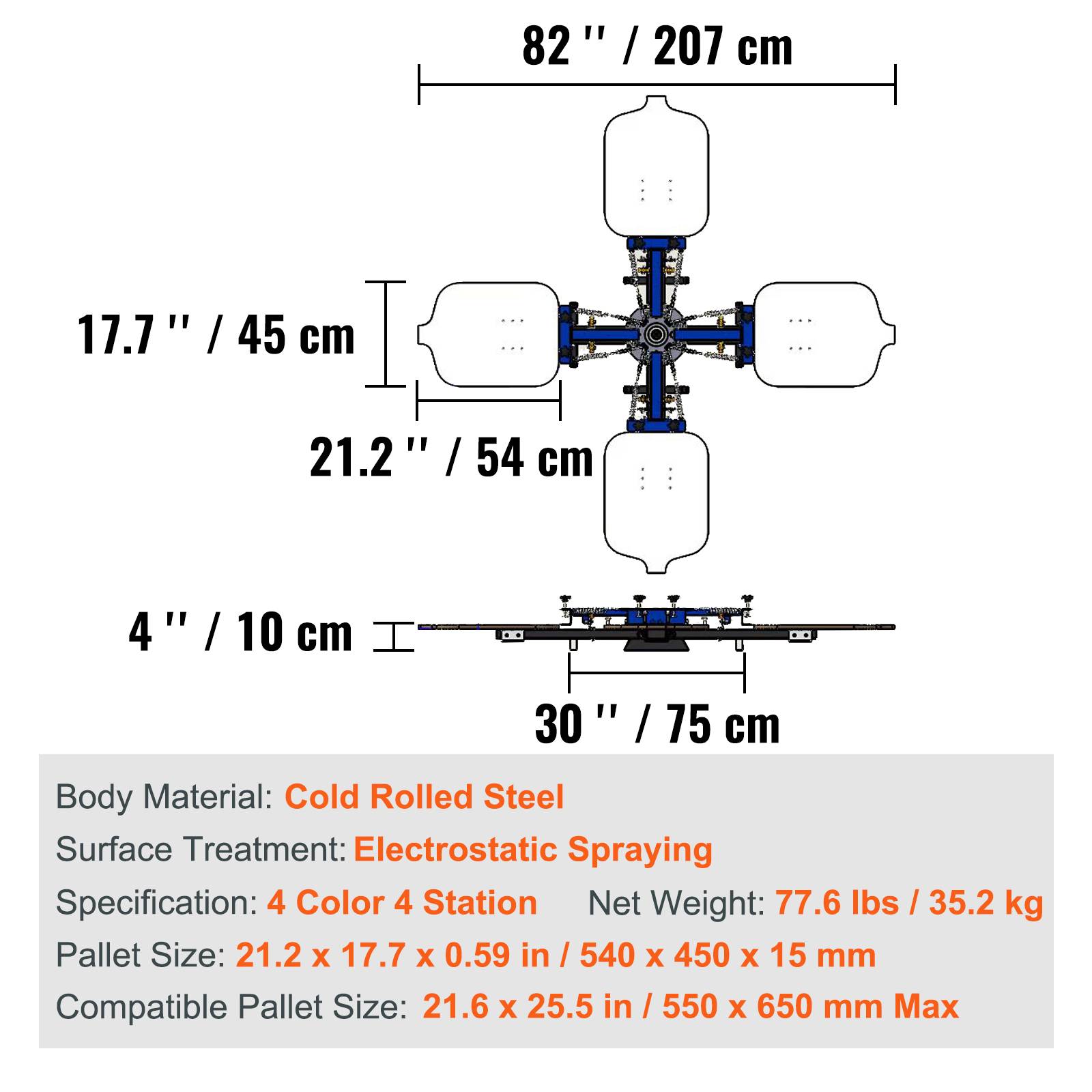 Vevor - VEVOR Machine sérigraphie 4 couleurs 4 stations, plateau 54x45 cm, rotative 360°. T-shirt, bois. - Image 7