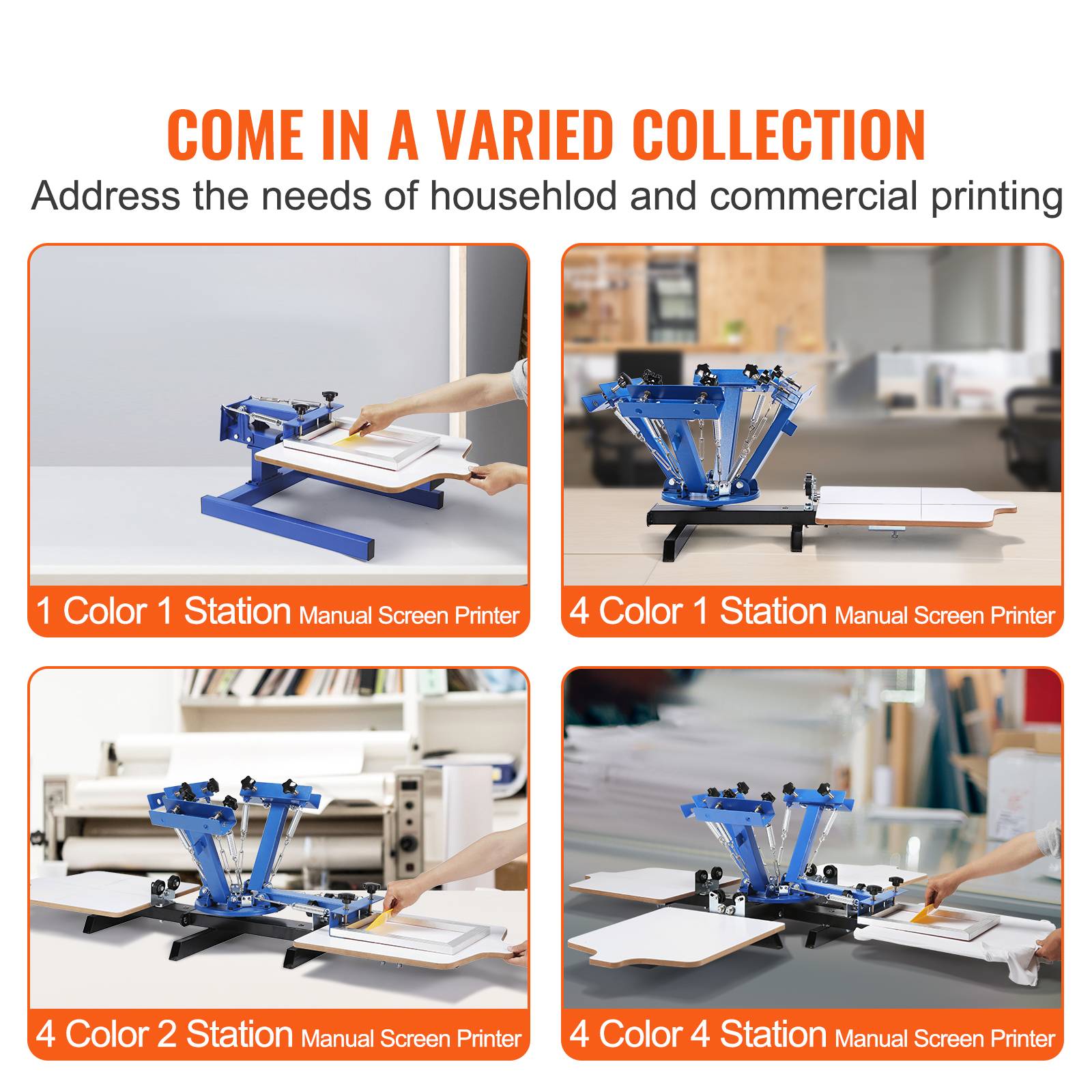 Vevor - VEVOR Machine sérigraphie 4 couleurs 4 stations, plateau 54x45 cm, rotative 360°. T-shirt, bois. - Image 6