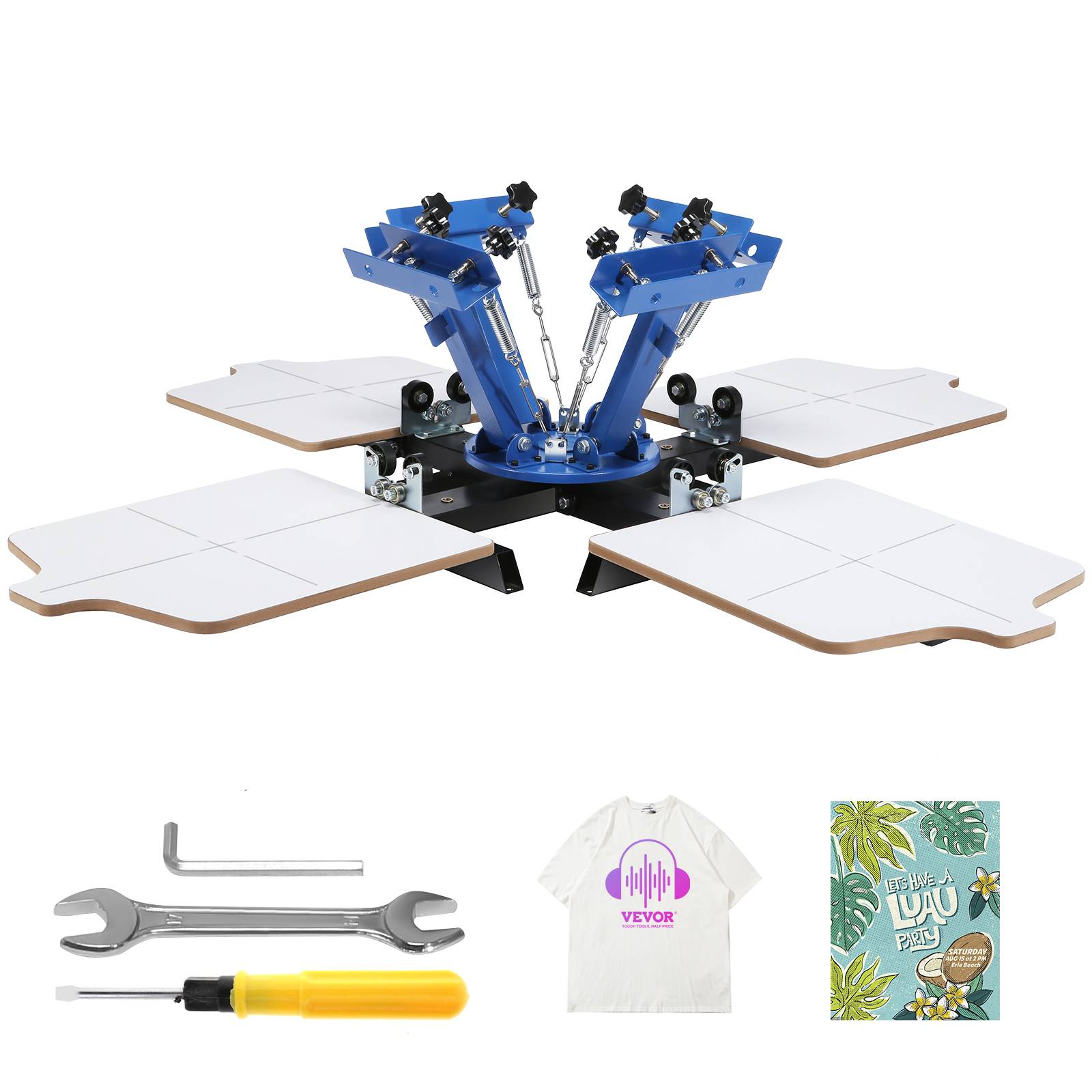 Vevor - VEVOR Machine sérigraphie 4 couleurs 4 stations, plateau 54x45 cm, rotative 360°. T-shirt, bois. - Image 1