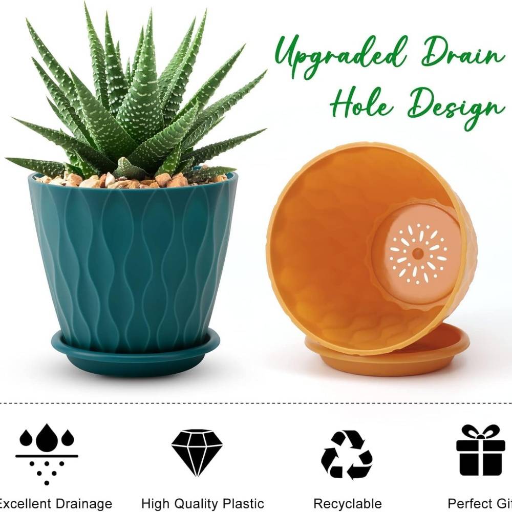 Pot de plante de 6 pouces - 5 pots pour intérieur et extérieur IntiMeg - Image 4