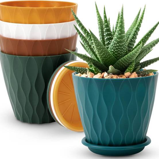 Pot de plante de 6 pouces - 5 pots pour intérieur et extérieur IntiMeg - Image 1
