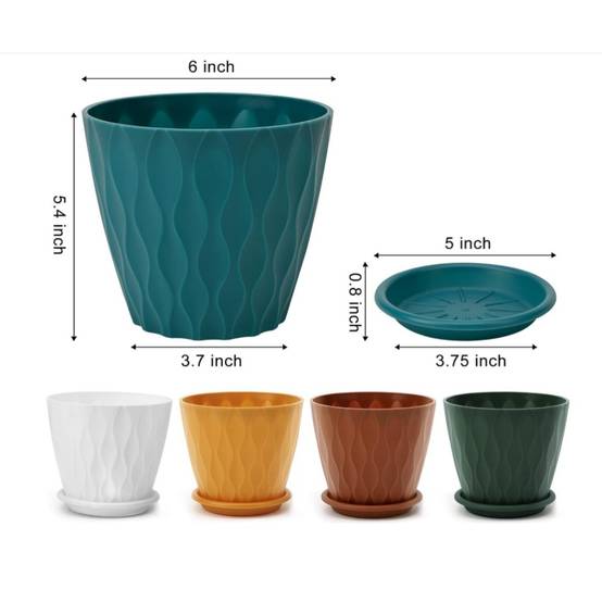 Pot de plante de 6 pouces - 5 pots pour intérieur et extérieur IntiMeg - Image 8