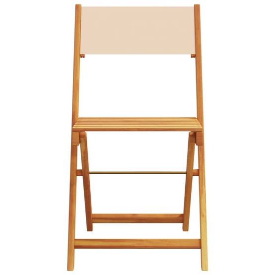 ComfortXL - Salon de Jardin Bistro 2 Personnes Bois d'Acacia Pliable et Tissu pour Extérieur Beige 3 pcs – ComfortXL Outdoor Living - Image 6