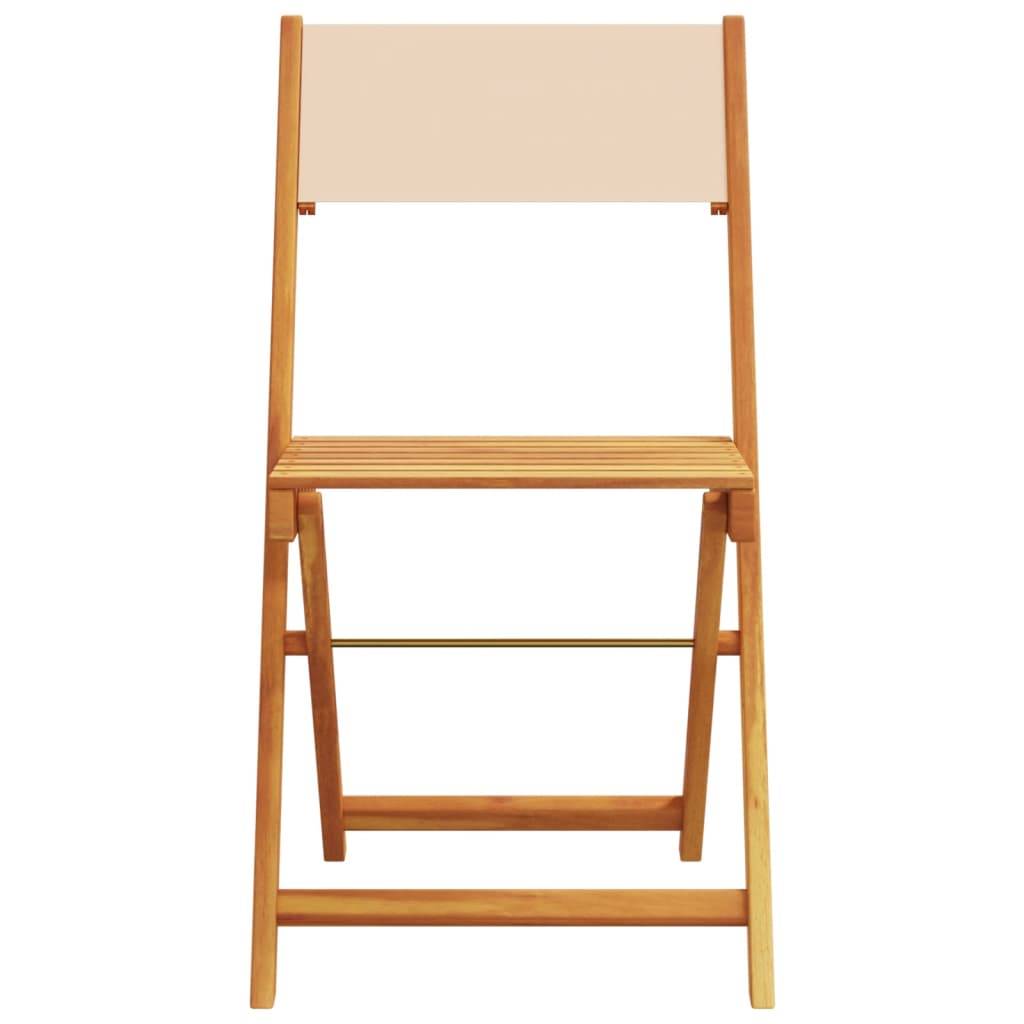 ComfortXL - Salon de Jardin Bistro 2 Personnes Bois d'Acacia Pliable et Tissu pour Extérieur Beige 3 pcs – ComfortXL Outdoor Living - Image 6