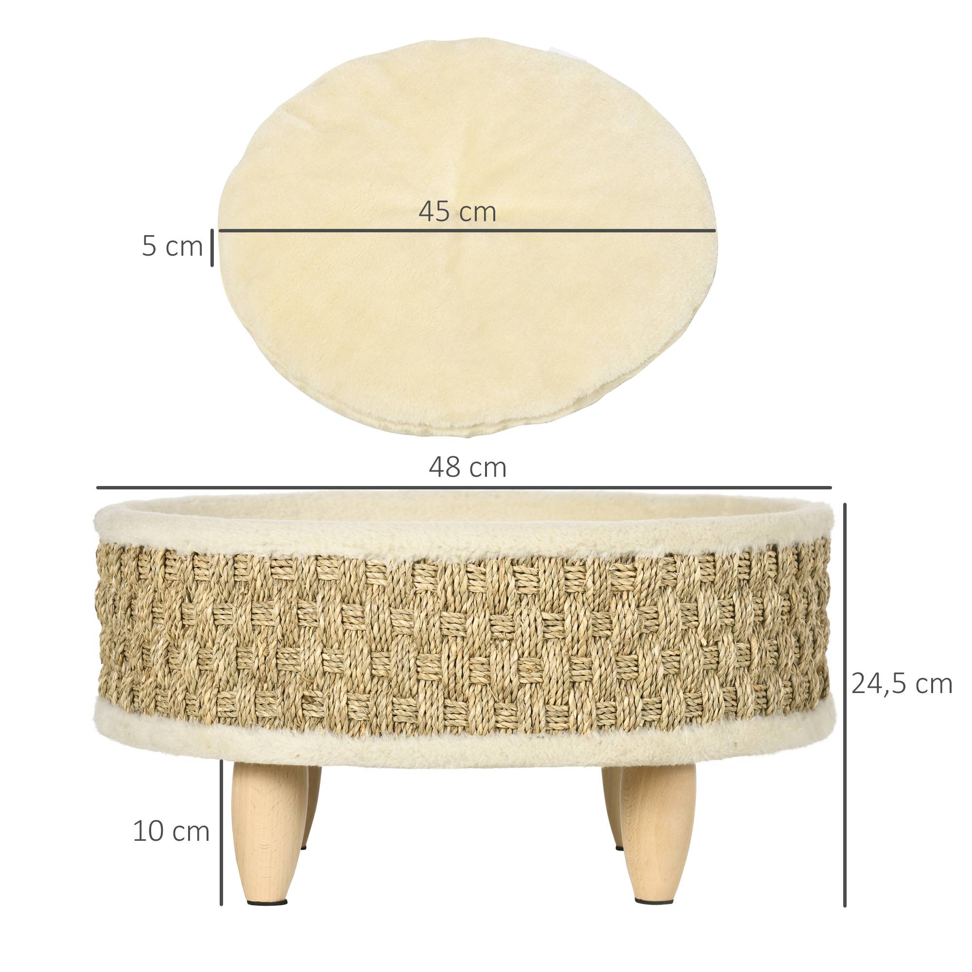 Panier rond sur pieds peluche pour chien et chat style cosy avec coussin 48cm beige - ComfortXL Outdoor Living - Image 5