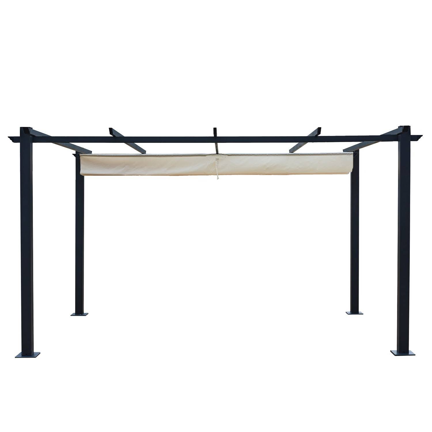 Autre - Tonnelle/Pergola aluminium 3x4m toile coulissante rétractable - Gris / ECRU - OHIO XL - Image 3