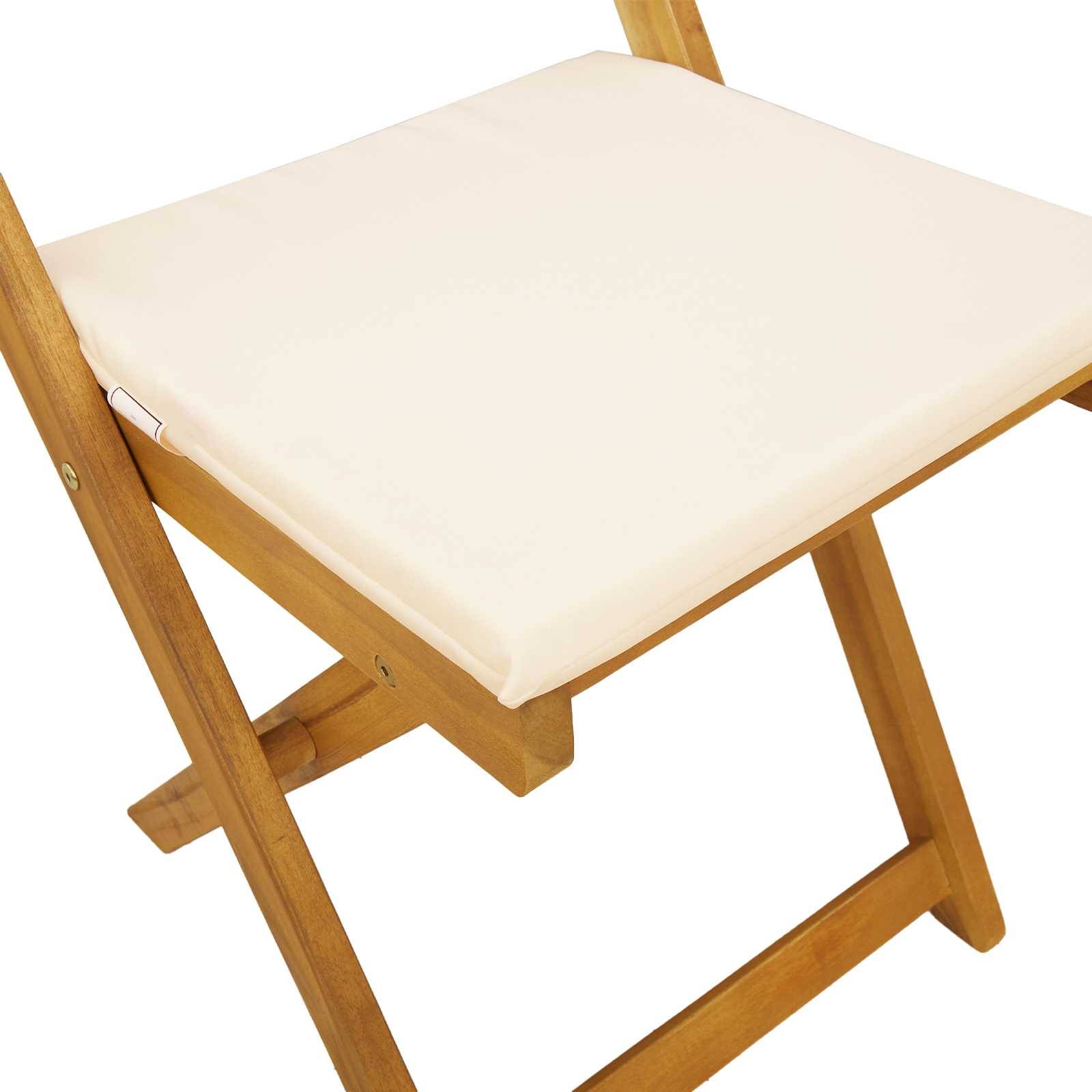 Chaises de jardin bois d'acacia crème blanc 40 x 53 x 80 cm, Poids:23.4kg - PANGIVO - Image 8