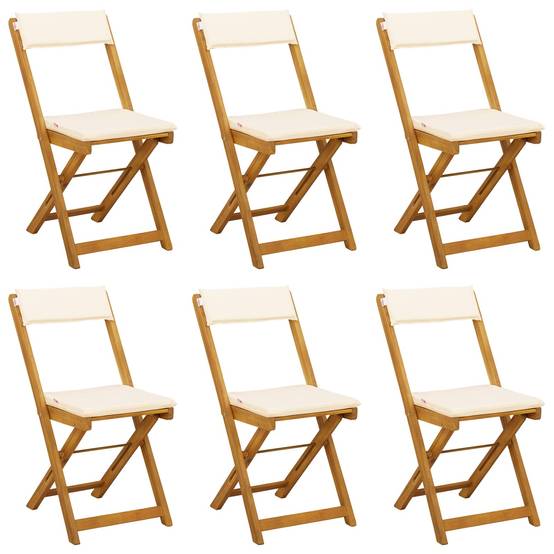 Chaises de jardin bois d'acacia crème blanc 40 x 53 x 80 cm, Poids:23.4kg - PANGIVO - Image 2