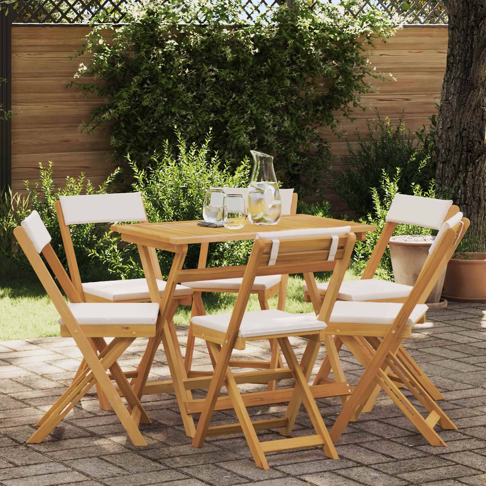 Chaises de jardin bois d'acacia crème blanc 40 x 53 x 80 cm, Poids:23.4kg - PANGIVO - Image 1